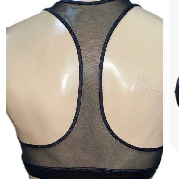Victoria’s Secret Wet Look & Sexy Sheer Mesh shiny Unlined Sport bra Black Large - Picture 3 of 3